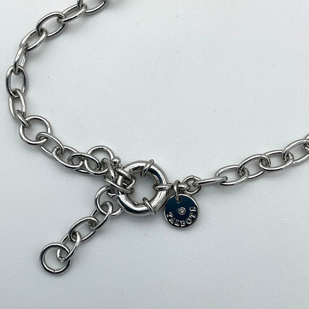 Talbots Silvertone 20 in Floral Statement Necklace Simulated Pearls & Gemstones - Picture 4 of 5